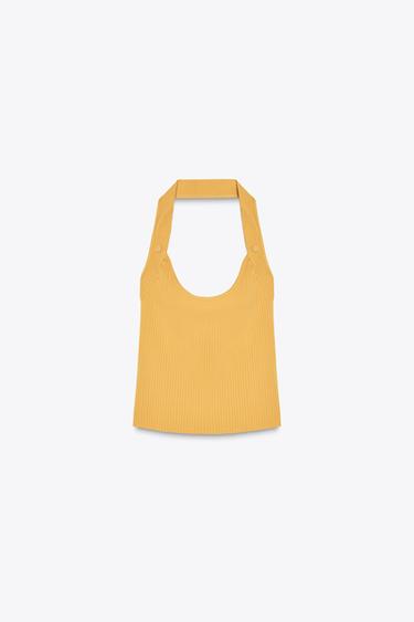 RIBBED HALTERNECK TOP - Tangerine by Zara - Image 5