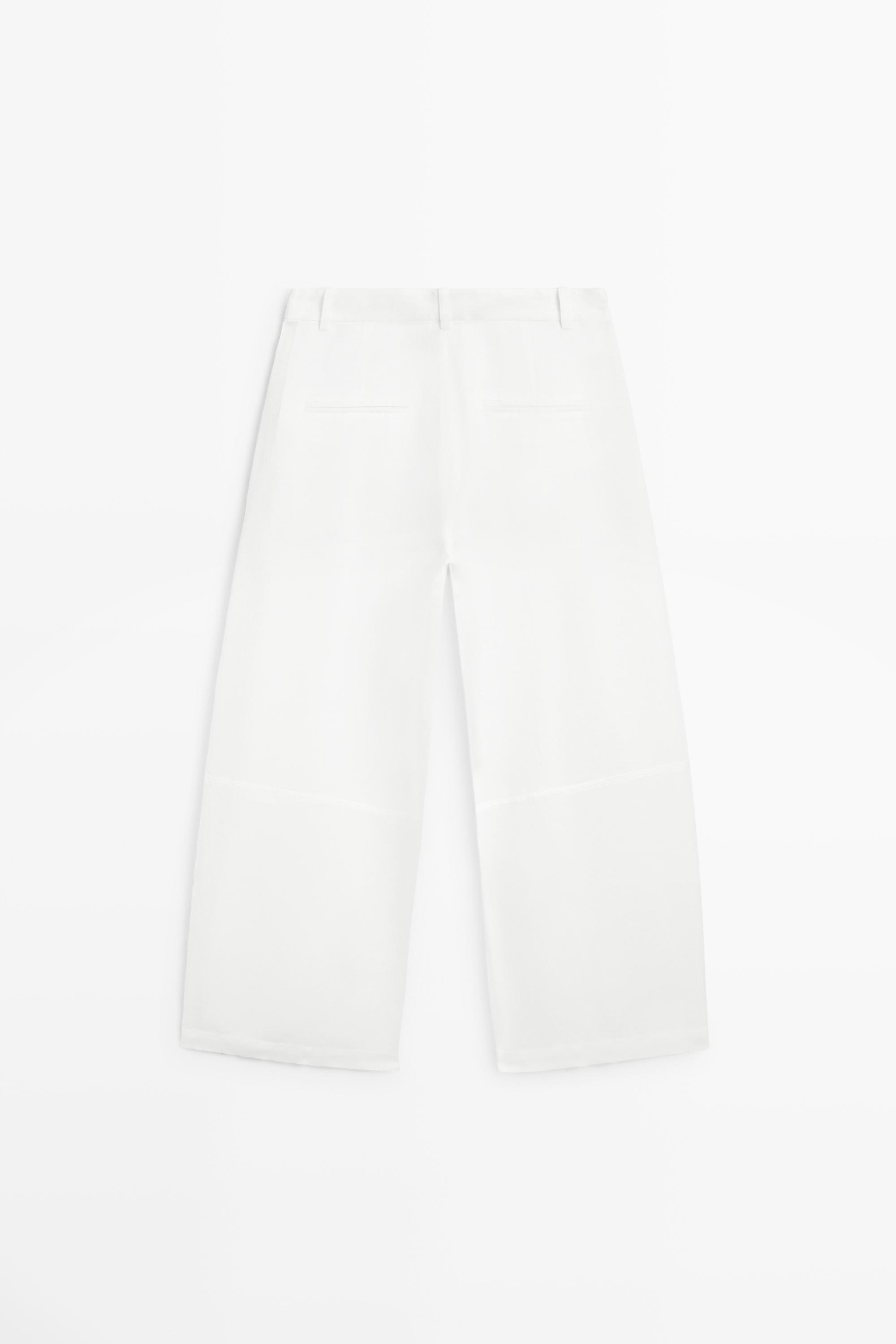 Flowing linen blend pants with seams