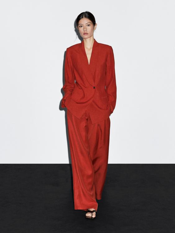 Linen blend shawl collar blazer