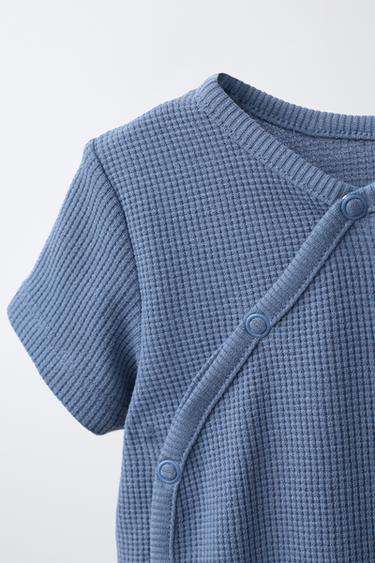 SHORT WAFFLE-KNIT SLEEPSUIT - Blue by Zara - Image 2