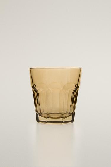 RAISED DESIGN GLASS COFFEE TUMBLER - Brown by Zara