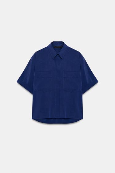 SHORT SLEEVE SHIRT WITH POCKETS - Bluish by Zara - Image 0