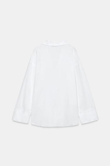 ZW COLLECTION FRAYED SHIRT WITH LINEN BLEND - White by Zara - Image 5