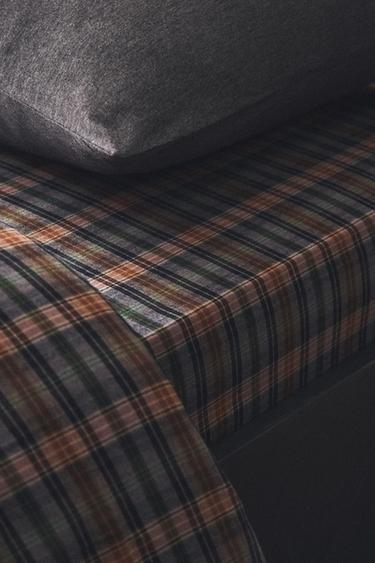 DRAP-HOUSSE EN FLANELLE À CARREAUX - Bleu de Zara - Image 4