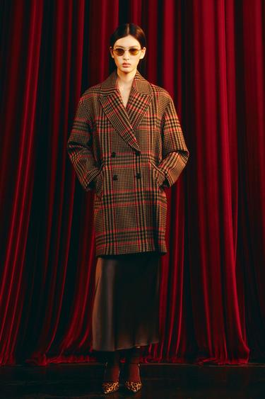 OVERSIZE CHECK COAT - Multicoloured by Zara