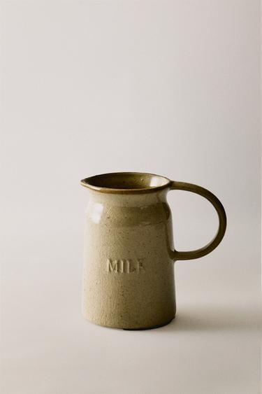 STONEWARE MILK JUG - Grey / Beige by Zara