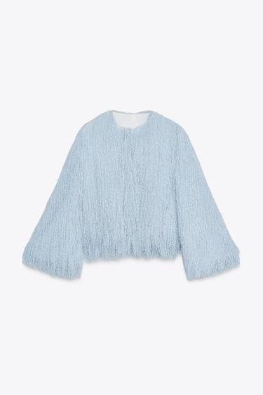 FRINGED JACKET - Light blue by Zara - Image 6