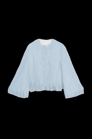 FRINGED JACKET - Light blue by Zara - Image 0