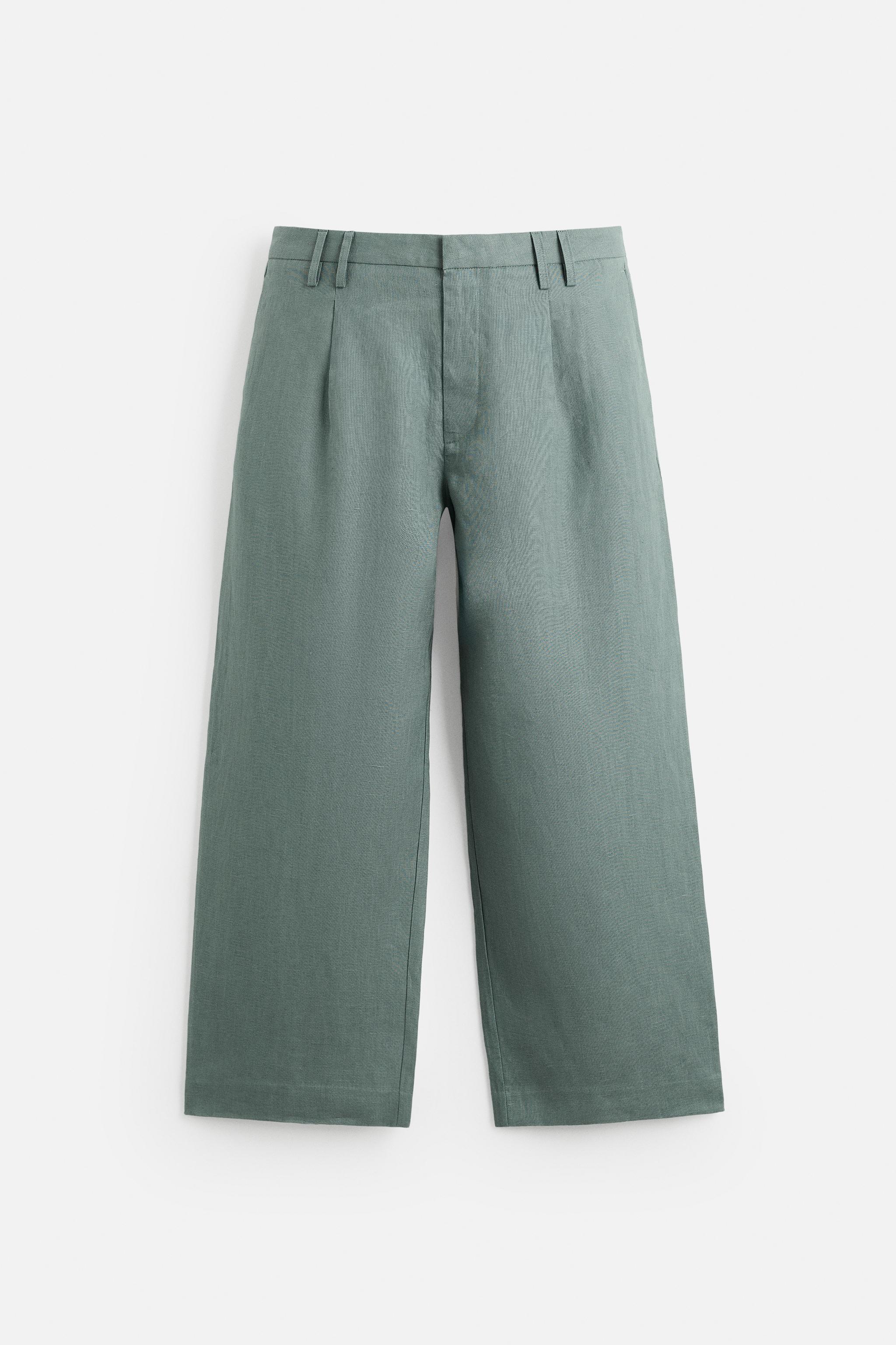 100% LINEN SUIT PANTS - Gray green | ZARA United States