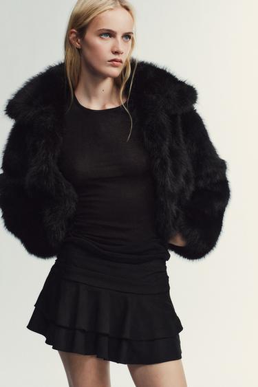 RUFFLE SKORT - Black by Zara