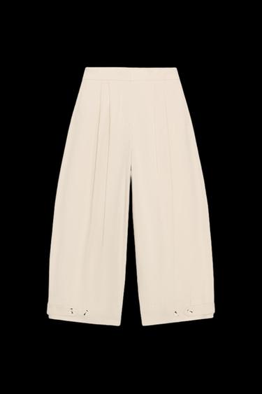 BARREL TROUSERS WITH ADJUSTABLE HEM - Ecru by Zara