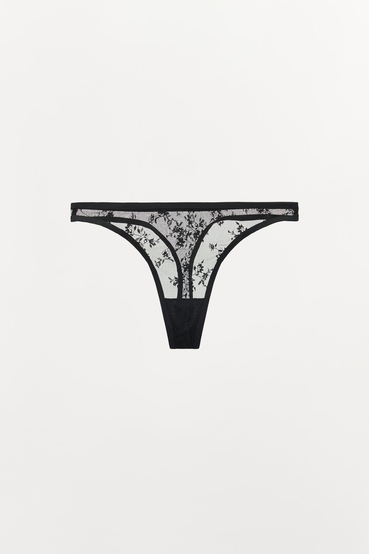 LACE THONG — Black