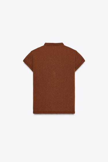 TOP EN MAILLE À BOUTONS - Marron de Zara - Image 7