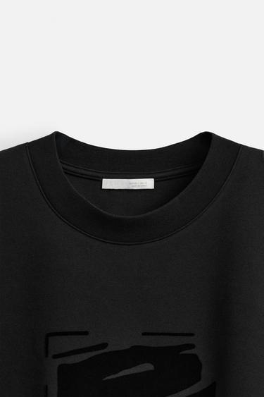 SWEAT AVEC IMPRIMÉ À TEXTURE - Noir de Zara - Image 8