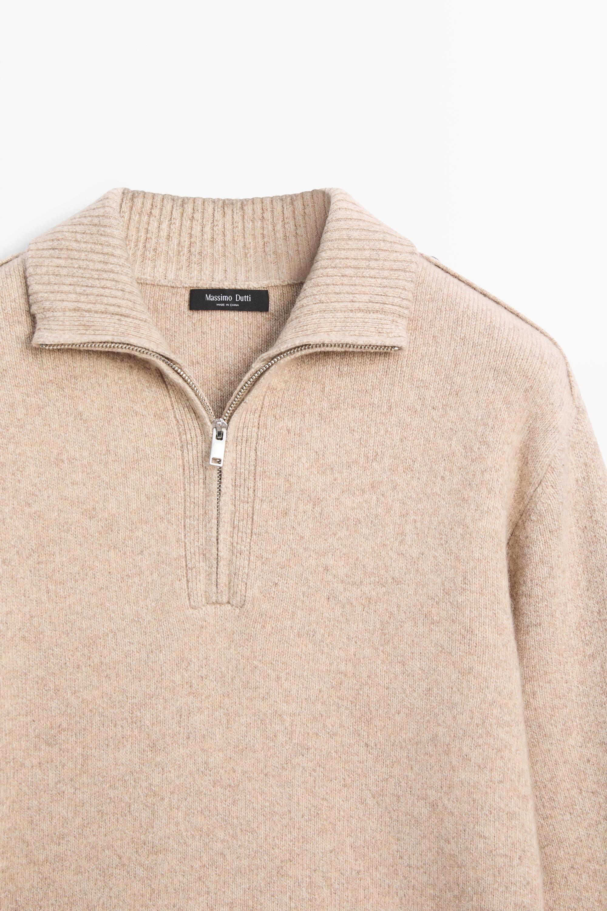 Mock neck knit sweater with zip