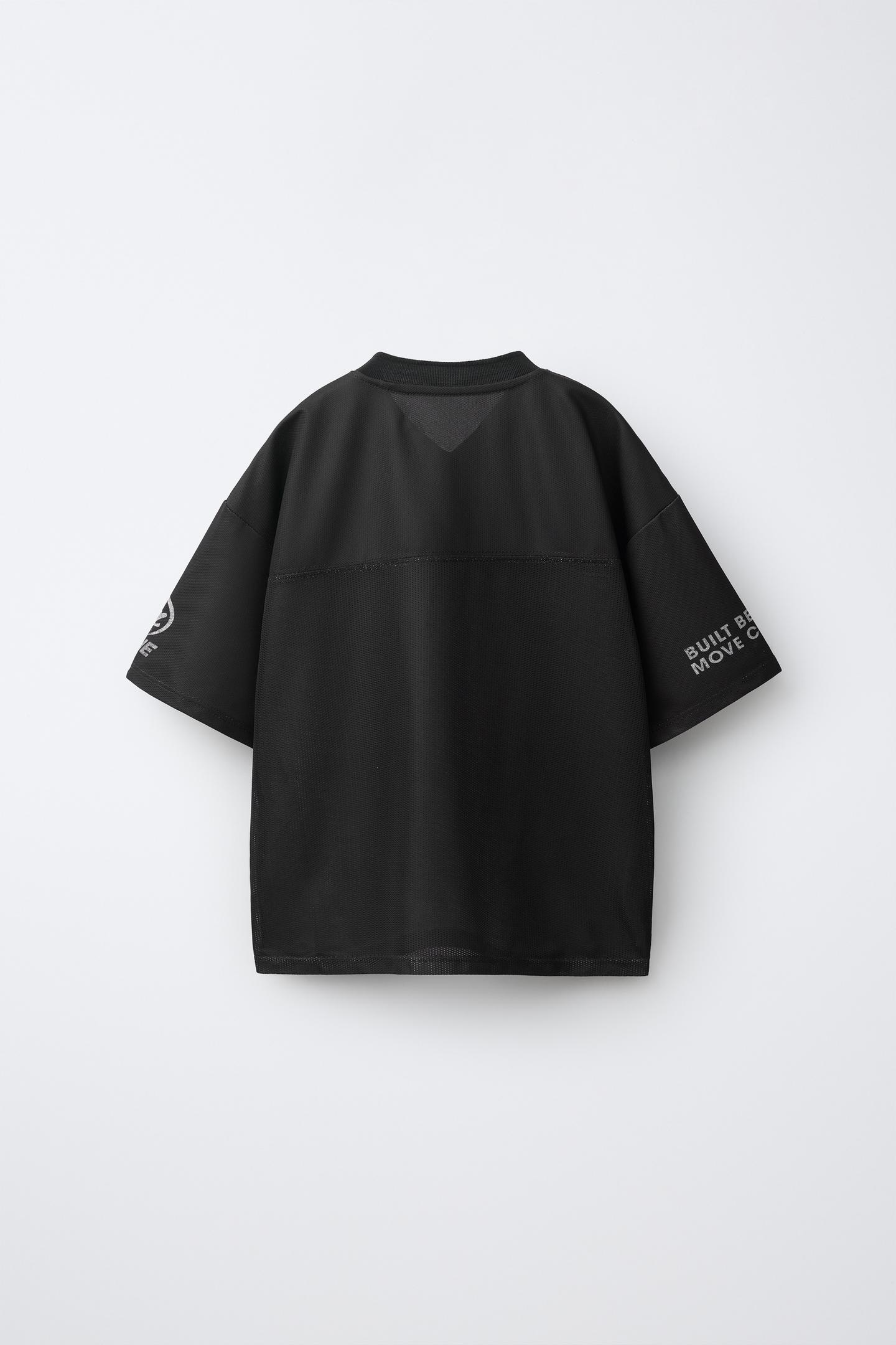 Детская футболка Zara Text Print Mesh, цвет: Чёрный — фото 2