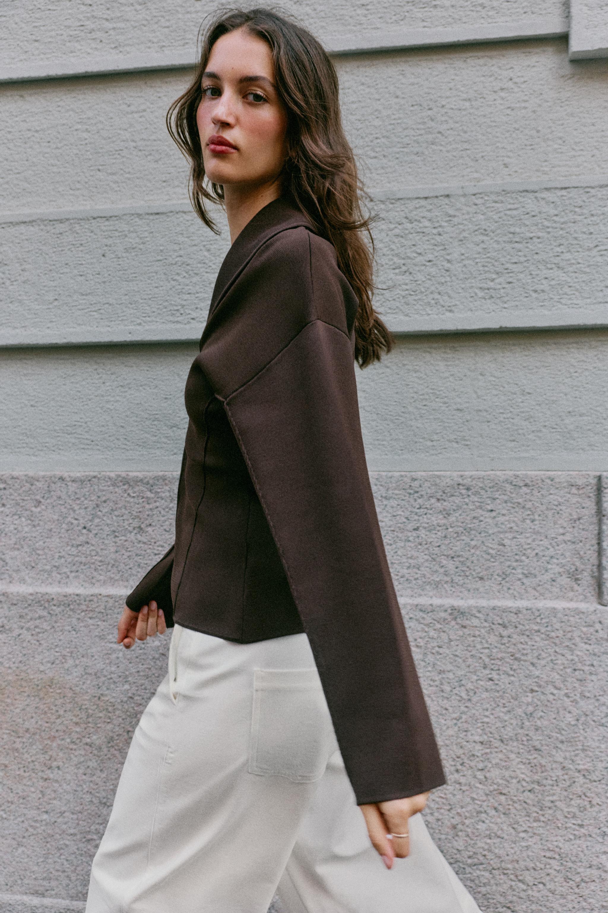 スナップボタン ニットジャケット - ブラウン | ZARA Japan / 日本
