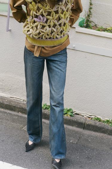 TRF WIDE-LEG HIGH-WAIST FULL-LENGTH JEANS - Blue by Zara