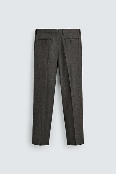 REGULAR FIT TEXTURED SUIT TROUSERS - Dark brown by Zara - Image 5