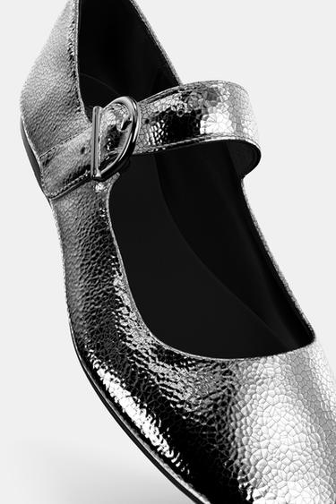 BALLERINES EN CUIR À EFFET MÉTALLISÉ - Argent de Zara - Image 6