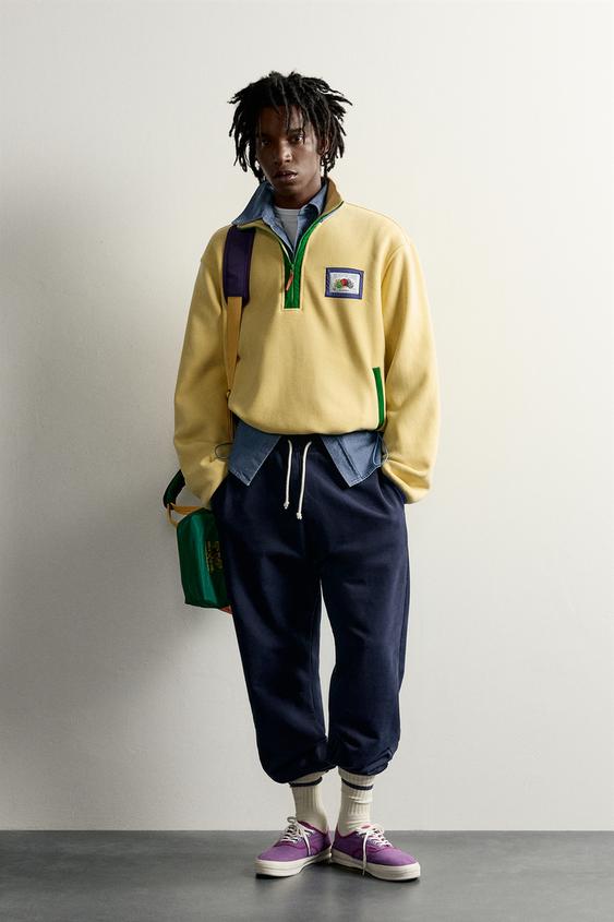 SUDADERA POLAR CONTRASTES PARCHE FRUIT OF THE LOOM™ - Amarillo de Zara - Imagen 0