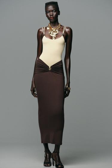 SHELL POLYAMIDE SKIRT - Dark brown by Zara - Image 0