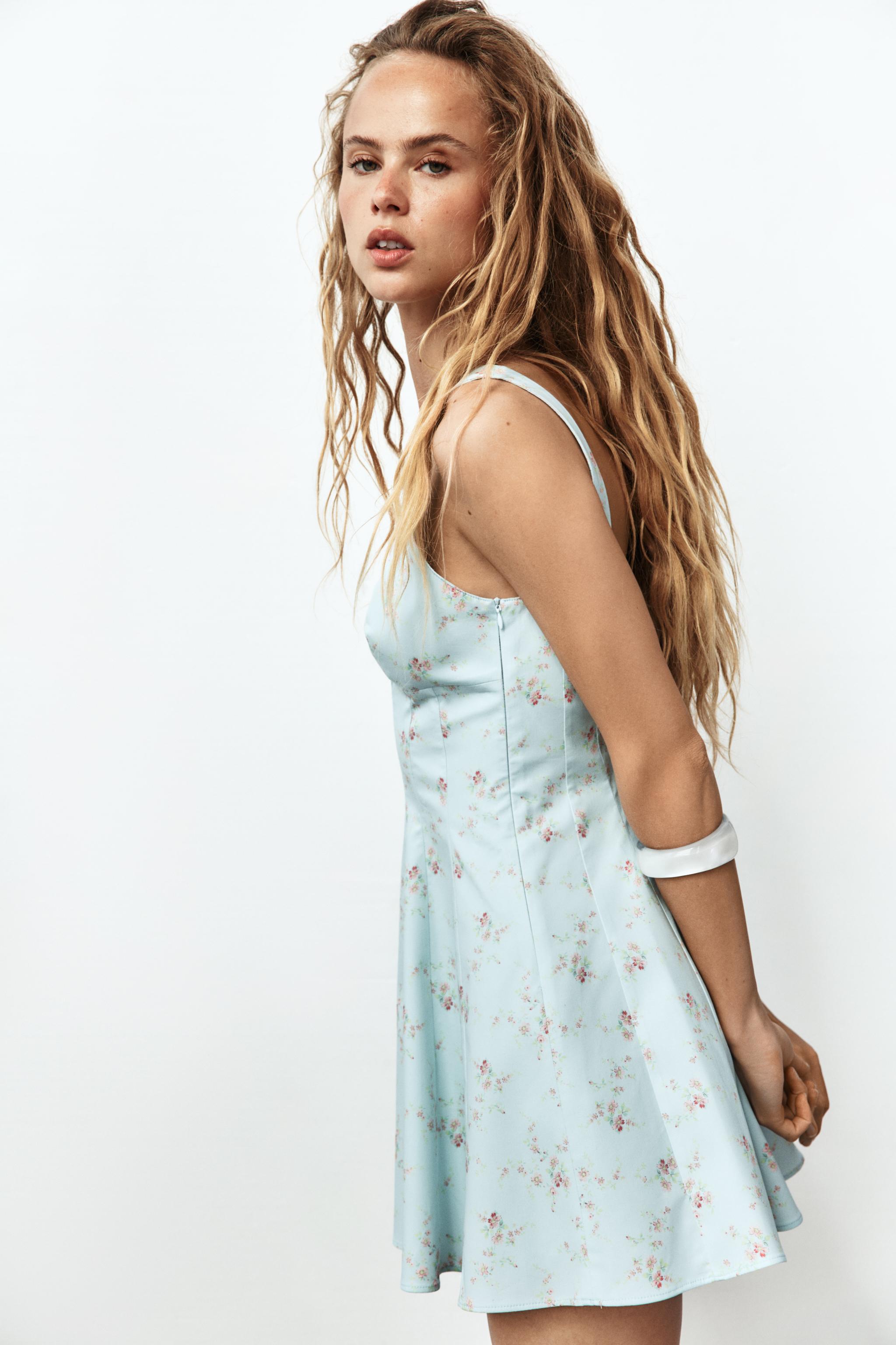 FLORAL POPLIN SHORT DRESS