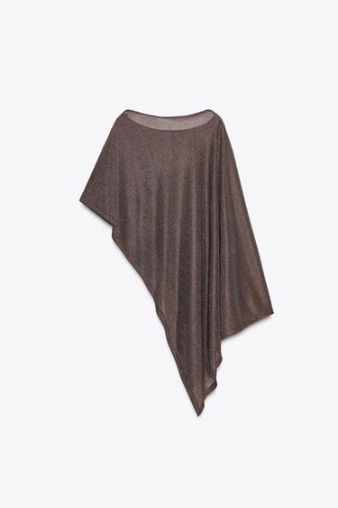 ASYMMETRIC METALLIC THREAD CAPE - Bronze by Zara - Image 5