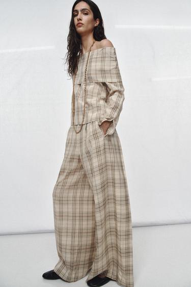 CHECK TROUSERS ZW COLLECTION - Beige by Zara - Image 2