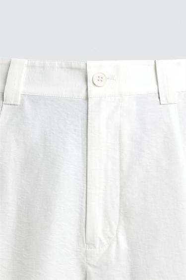 PANTALON COUPE LARGE À PLIS - Blanc de Zara - Image 8