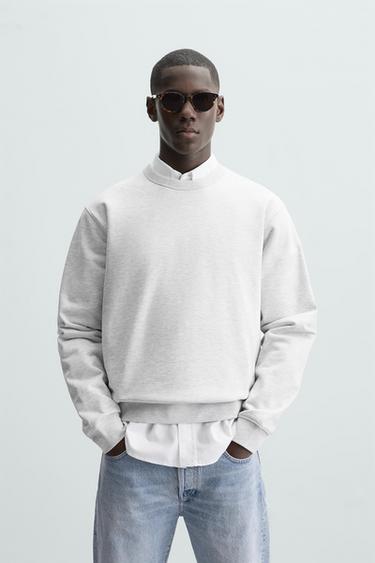 Zara BASIC CREWNECK SWEATSHIRT - SILVER UNIVERSE