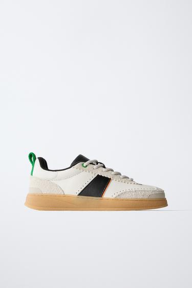 LEATHER SNEAKERS - White by Zara