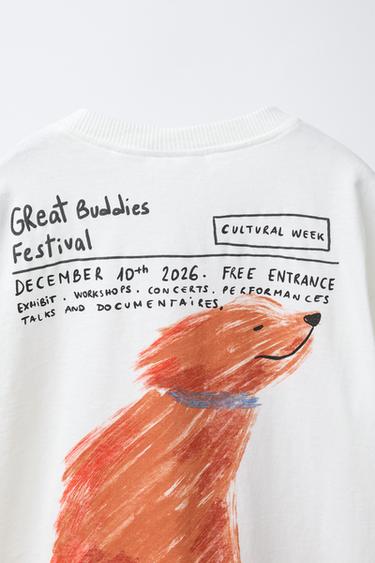DOG PRINT T-SHIRT - Ecru by Zara - Image 3