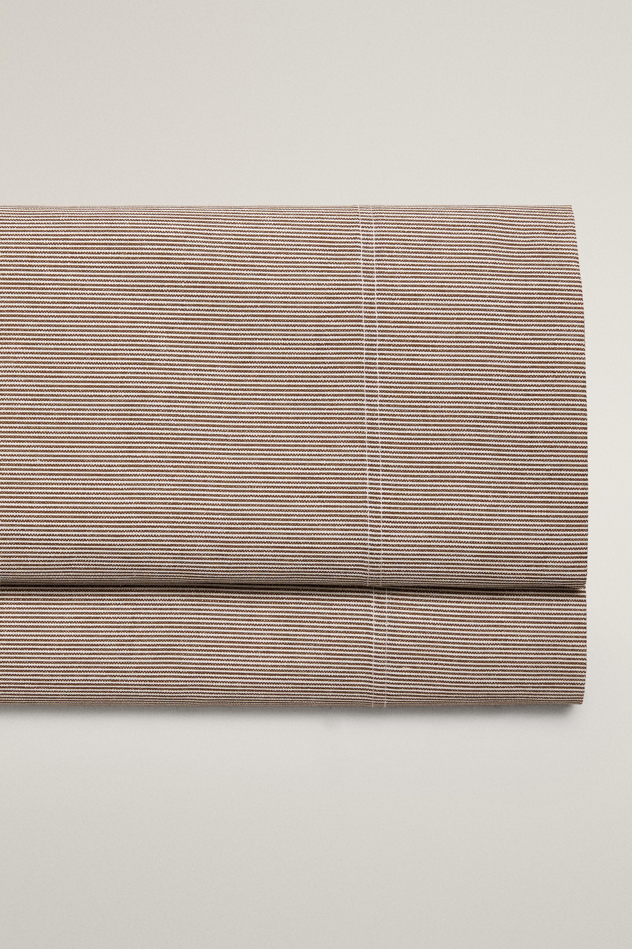 FADED STRIPED COTTON FLAT SHEET
