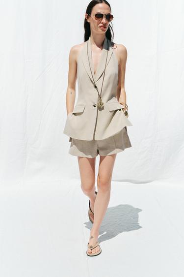 HIGH-WAIST SEAM BERMUDA SHORTS - Light beige by Zara - Image 0