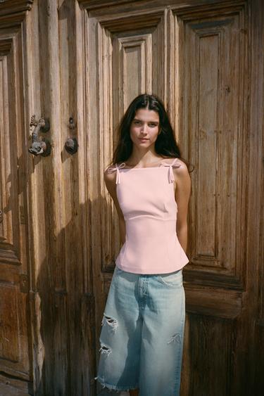 STRAPPY TOP WITH BOWS - Faded pink by Zara
