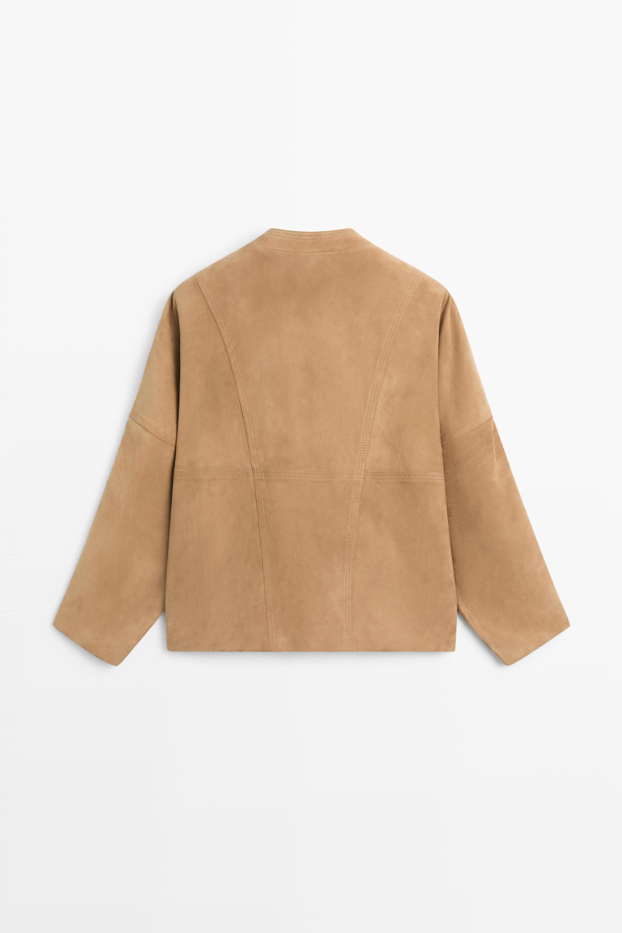 Blouson croisé en cuir suédé
