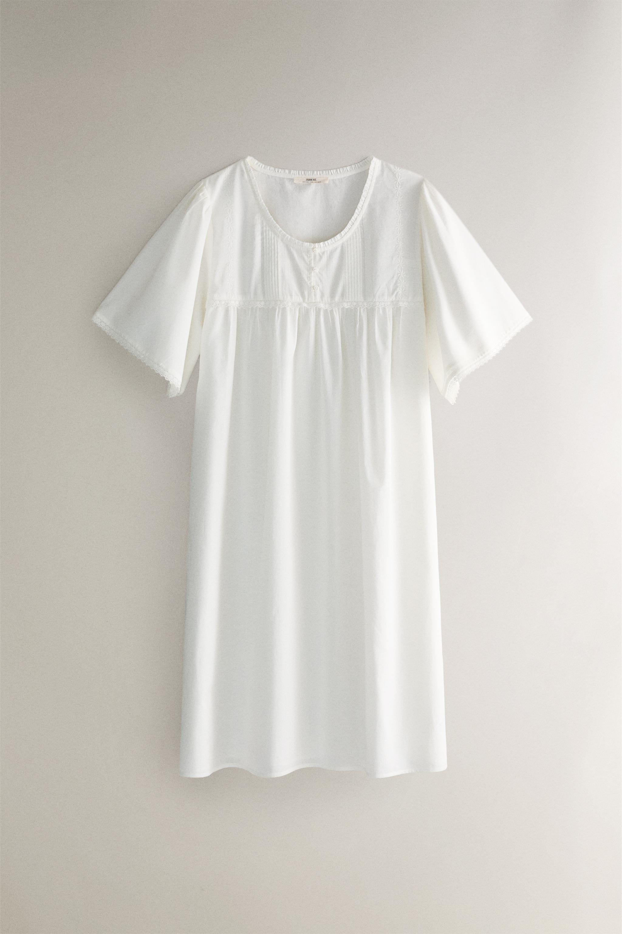 ZARA  コットンナイトドレス 刺繍入り 4175/121 コットンナイトドレス 刺繍入り - エクリュ | ZARA Japan / 日本