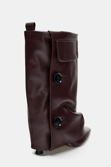 BOTTINES À TALONS EN CUIR ET LEGGINGS - Bordeaux de Zara - Image 7