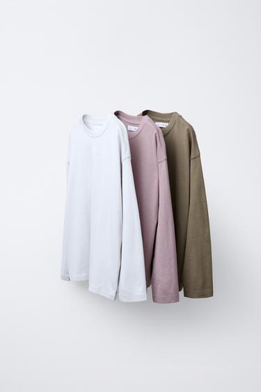 Zara THREE-PACK OF PLAIN T-SHIRTS - Mauve