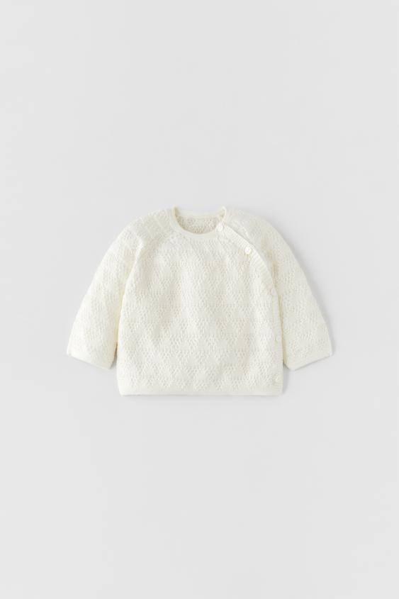 TEXTURED KNIT SWEATER Ecru ZARA United States