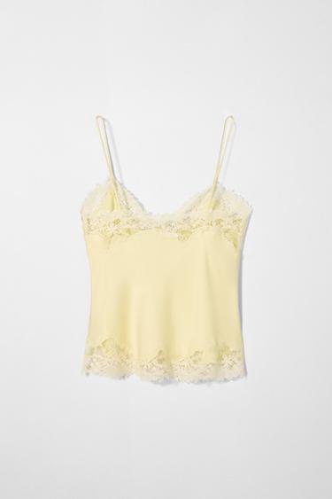 SILK CAMISOLE TOP KATE MOSS X ZARA - Yellow by Zara - Image 1