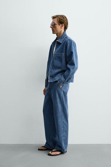 STRAIGHT-LEG DENIM CHINO TROUSERS - Blue by Zara - Image 3