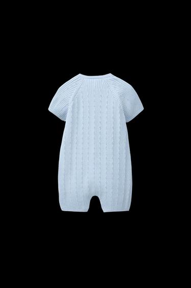 OPENWORK KNIT PLAYSUIT - Light blue by Zara