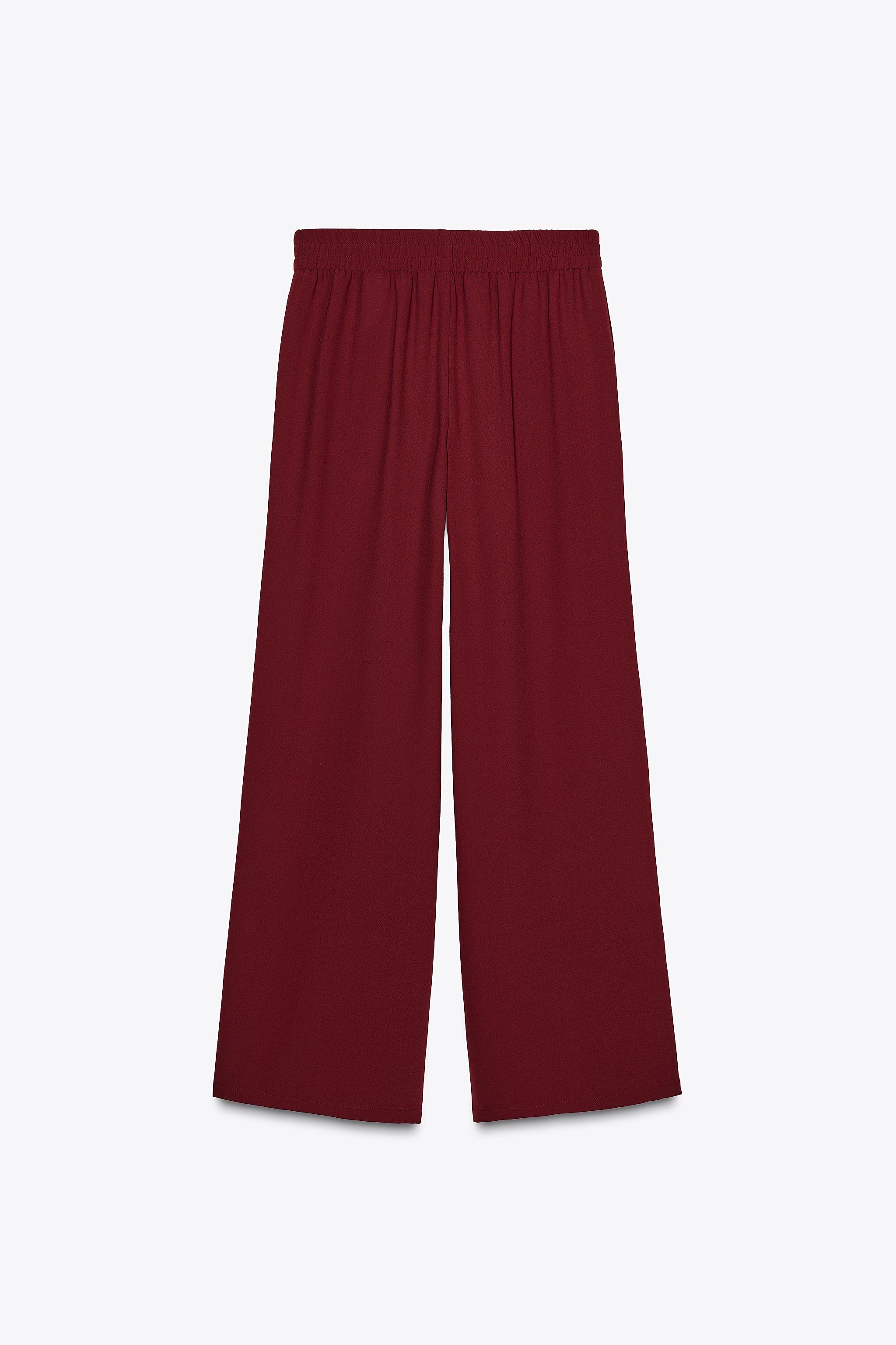 クレープワイドレッグパンツ - バーガンディ | ZARA Japan / 日本