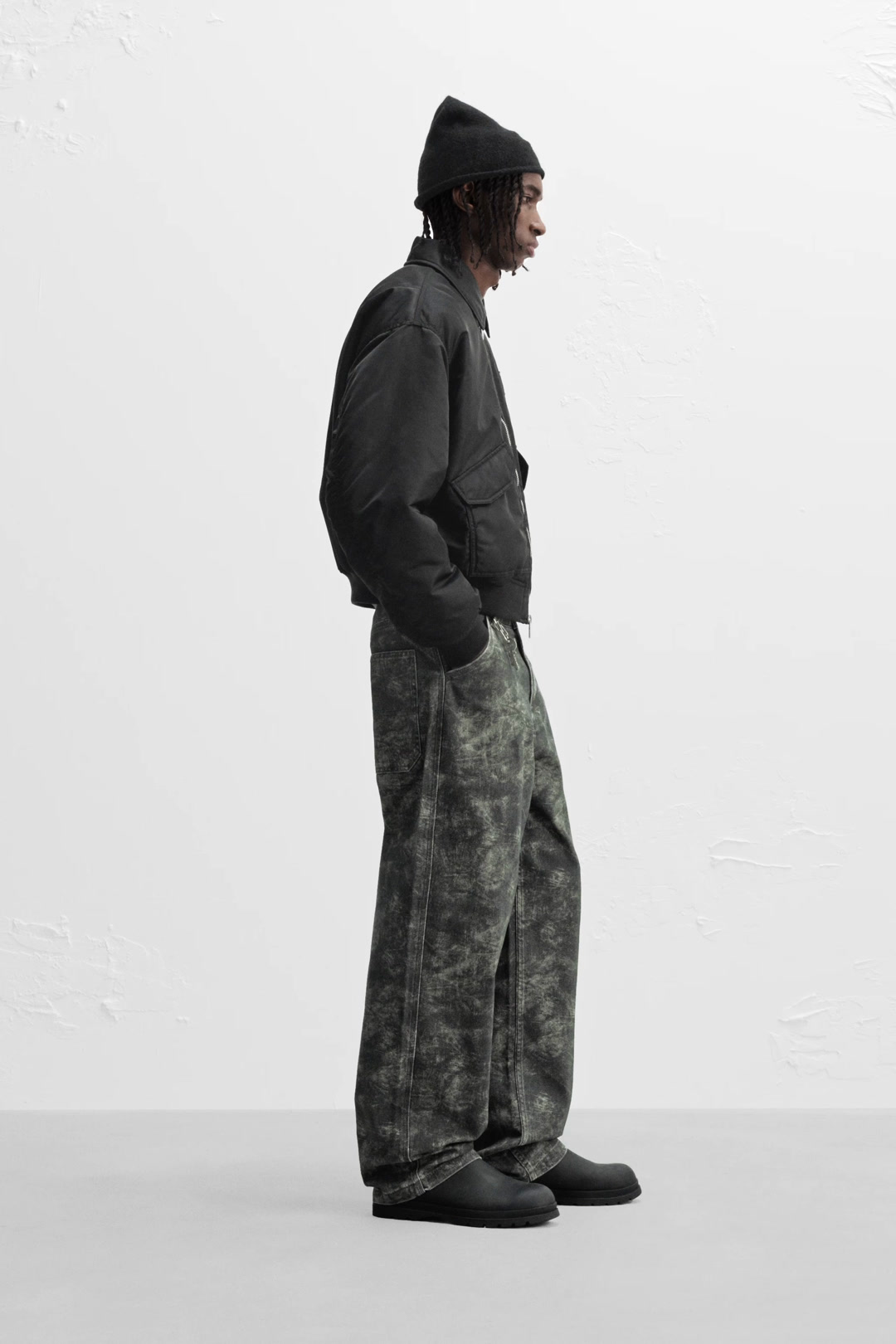 BAGGY ABSTRACT PRINT PANTS - Dark gray | ZARA United States