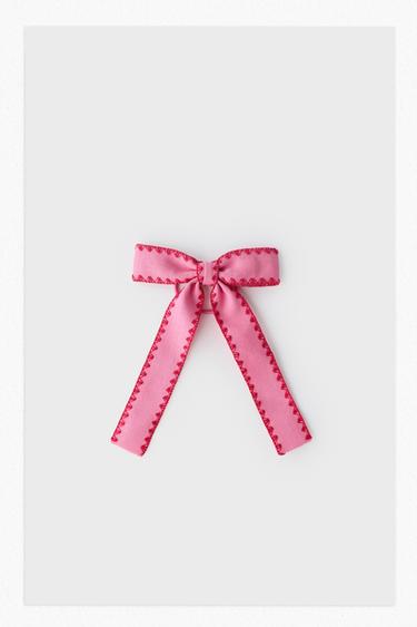 ELÁSTICO DE CABELO COM LAÇO E BORDAS EM CONTRASTE - Rosa da Zara