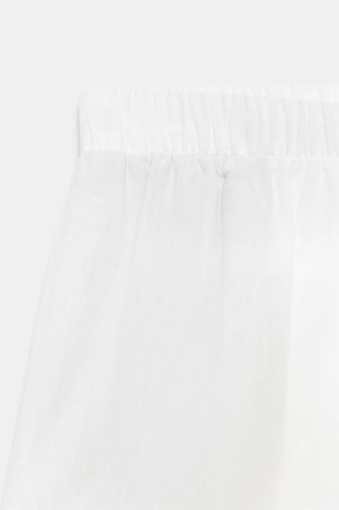 ZW COLLECTION EMBROIDERED LINEN BLEND SHORTS - Oyster-white by Zara - Image 7