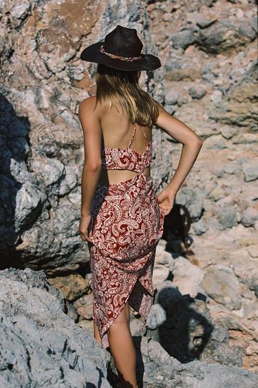 PRINTED MIDI DRESS WITH CUT OUT DETAIL - Terracotta by Zara - Image 2