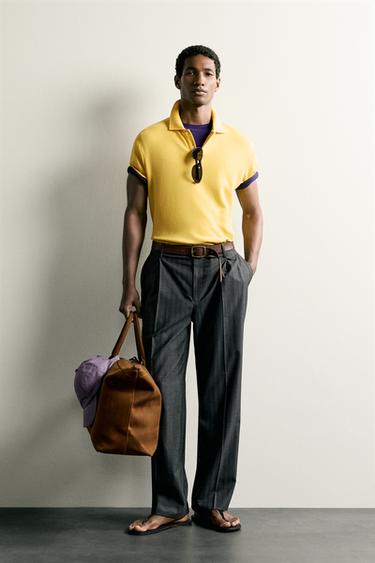Zara 標準版短袖 POLO 運動衫 - 黃色 - 圖片 0